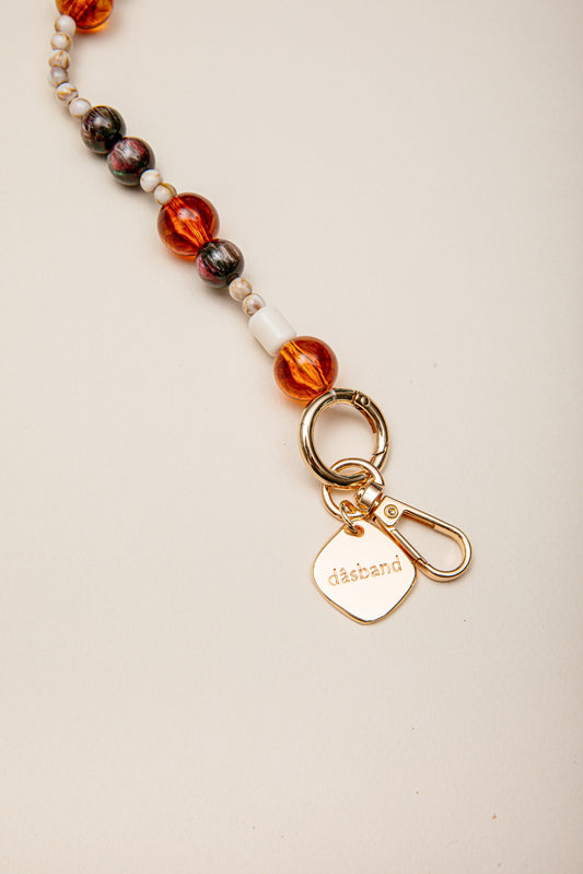 Cadena Clara corta perla marrón/naranjo